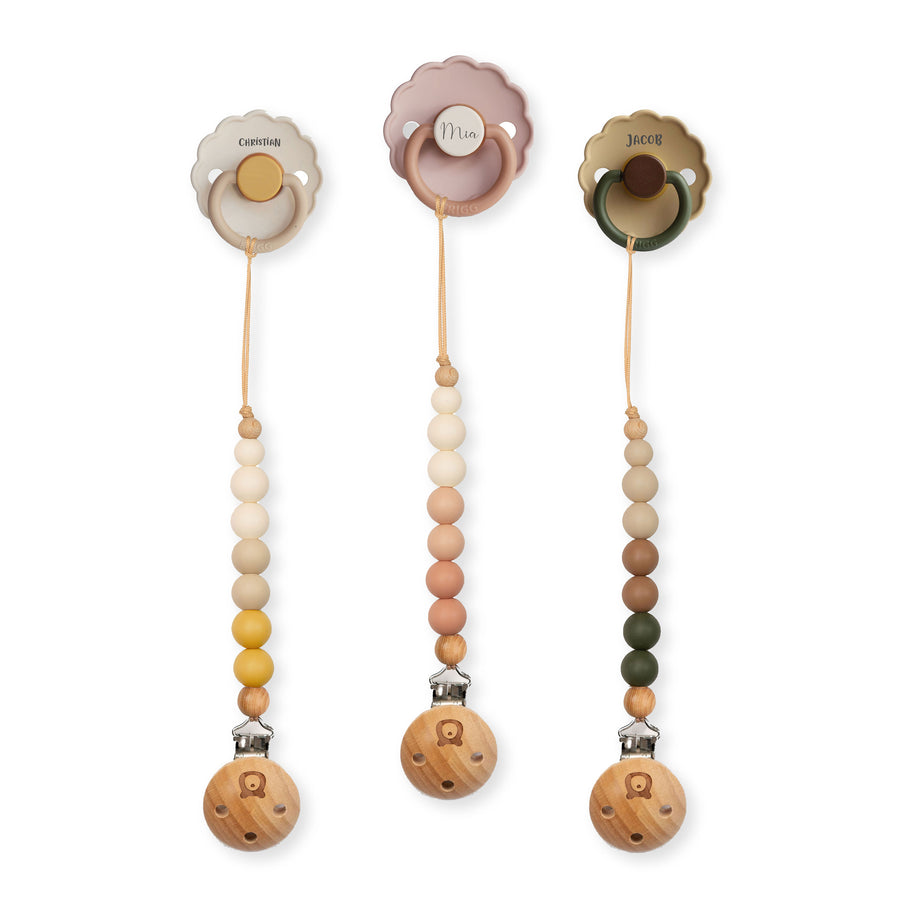 Acorn FRIGG Daisy Latex Pacifier & Matching Clip Set | Personalisable by FRIGG sold by Just Børn