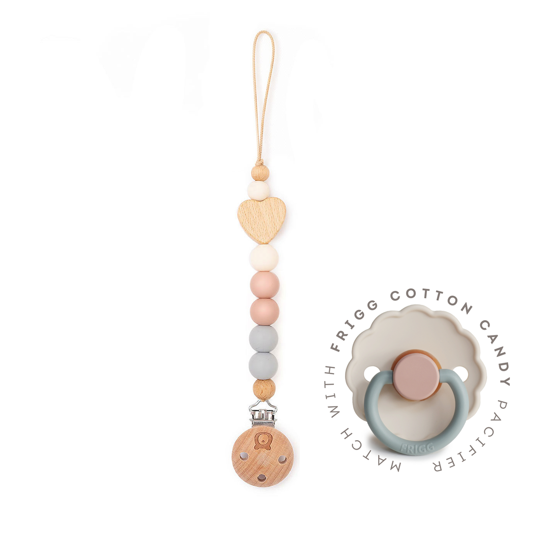 JBØRN Heart Pacifier Clip | Colour Block Cotton Candy - Personalisable Baby Products Sold and Personalised by JustBørn