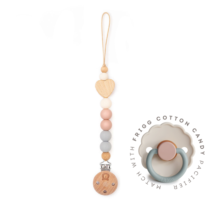 JBØRN Heart Pacifier Clip | Colour Block Cotton Candy - Personalisable Baby Products Sold and Personalised by JustBørn