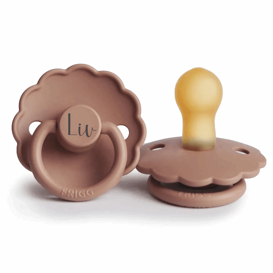 Rose Gold FRIGG Daisy Natural Rubber Latex Pacifier | Personalised by FRIGG sold by Just Børn