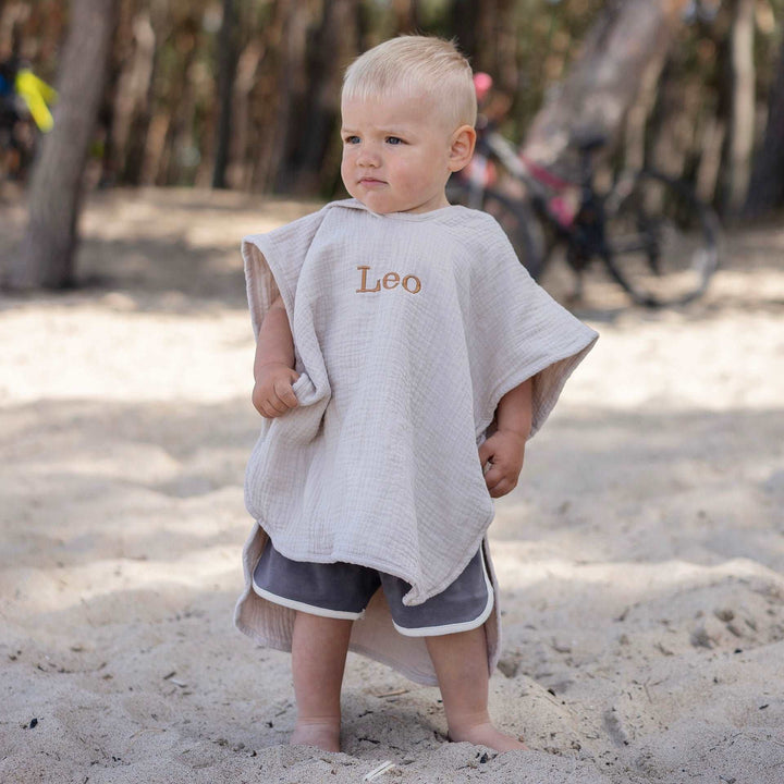 JBØRN Organic Cotton Muslin Hooded Poncho | Personalisable - Personalisable Baby Products Sold and Personalised by JustBørn