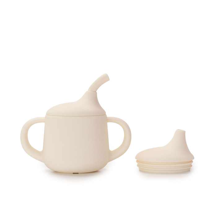 JBØRN 3-in-1 Drinking Sippy Cup Ivory - Personalisable Baby Products Sold and Personalised by JustBørn