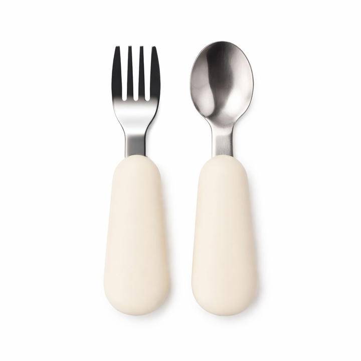 JBØRN Stainless Steel Cutlery Set Ivory Cutlery Set - Personalisable Baby Products Sold and Personalised by JustBørn
