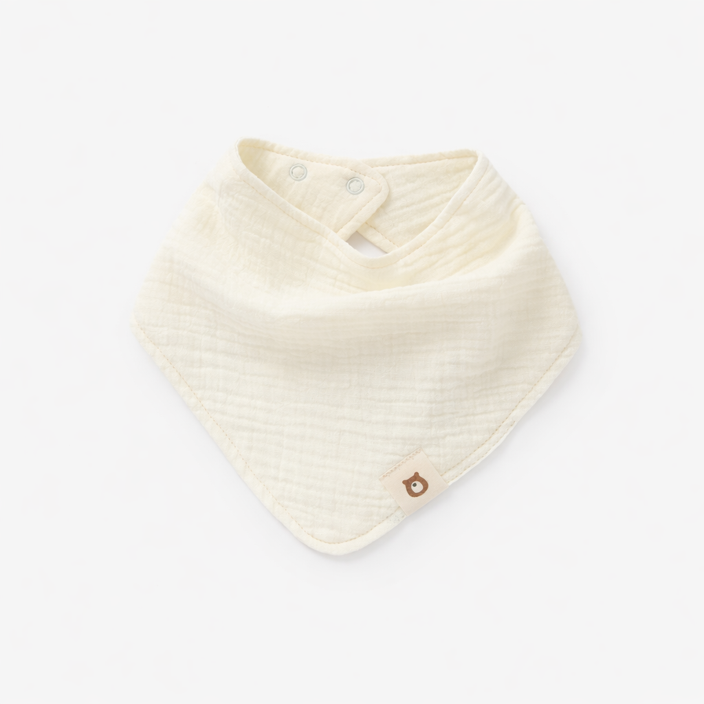 JBØRN Organic Cotton Muslin Baby Dribble Bib Ivory Muslin Bib - Personalisable Baby Products Sold and Personalised by JustBørn