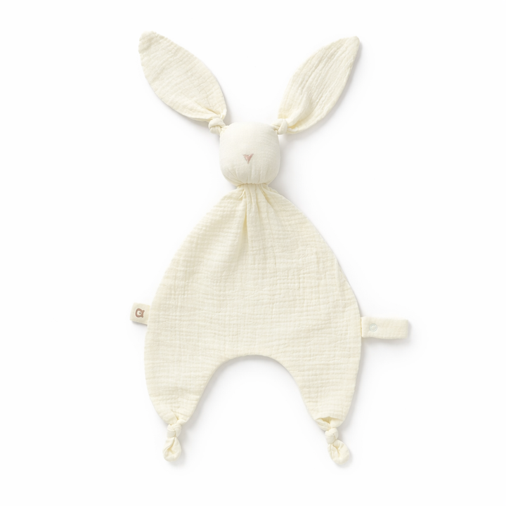 JBØRN Organic Cotton Bunny Comforter with Pacifier Loop Ivory Muslin Bunny - Personalisable Baby Products Sold and Personalised by JustBørn