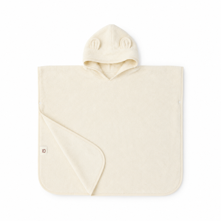 JBØRN Organic Cotton Hooded Poncho Ivory Poncho - Personalisable Baby Products Sold and Personalised by JustBørn