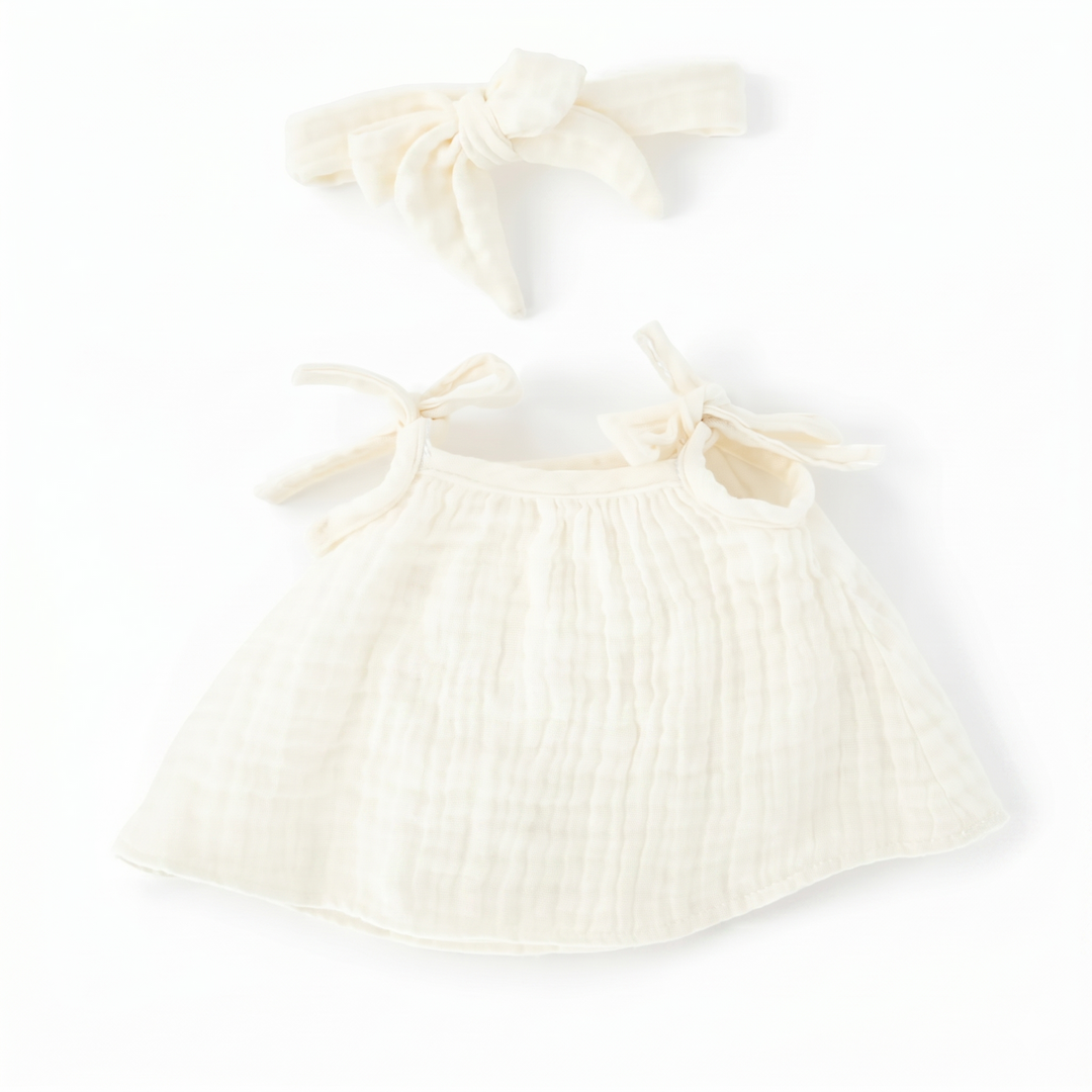 JBØRN Personalised Soft Toy Outfit Ivory Soft Toy Dress Outfit - Personalisable Baby Products Sold and Personalised by JustBørn
