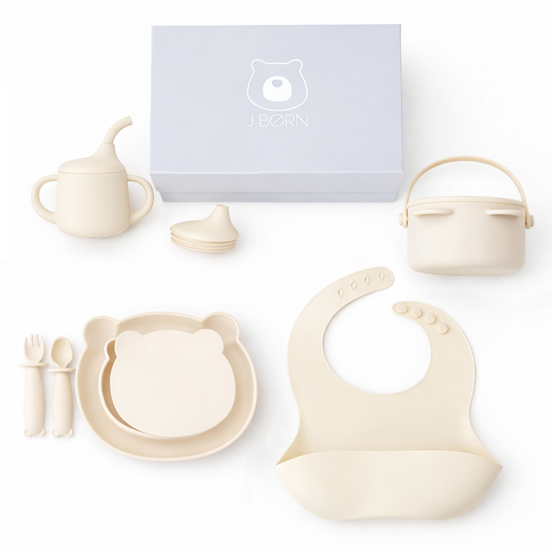 JBØRN Baby Weaning Full Essentials Gift Box Ivory - Personalisable Baby Products Sold and Personalised by JustBørn