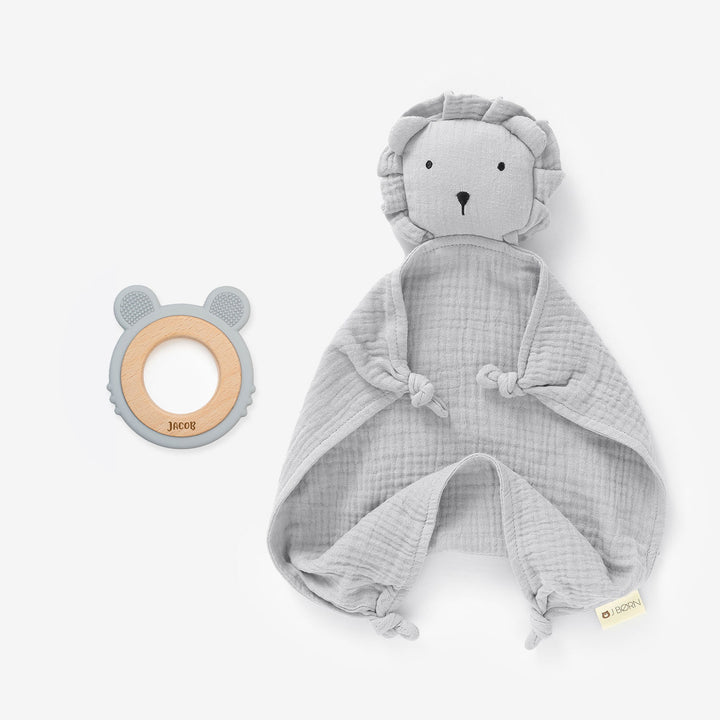 Cloud JBØRN Organic Cotton Lion Comforter & Teether Set by Just Børn sold by Just Børn