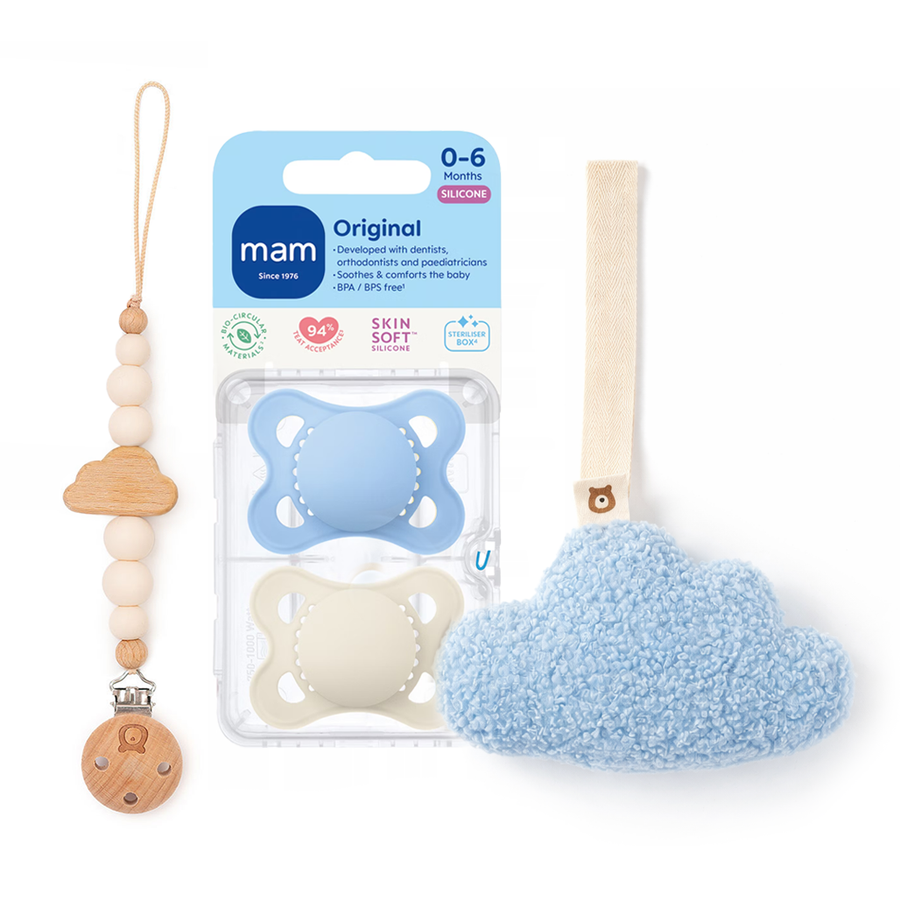 MAM Original Soother 0-6 Months & Matching Holders MAM Original Set | Cloud - Personalisable Baby Products Sold and Personalised by JustBørn