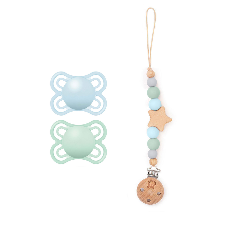 MAM Perfect Soother 0-6 Months & Matching Pacifier Clip MAM Perfect Blue & Seafoam - Personalisable Baby Products Sold and Personalised by JustBørn