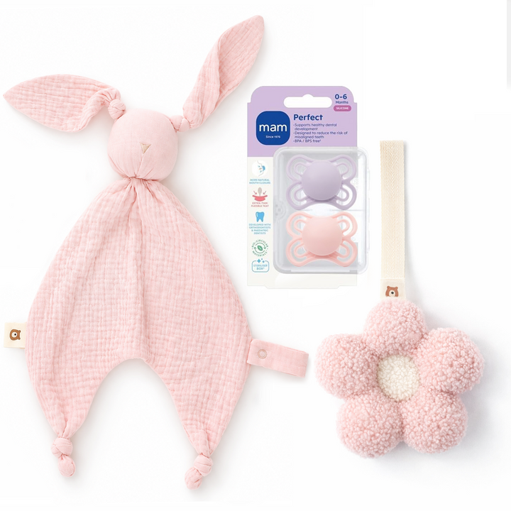 MAM Perfect Soother & Matching Comforters Set | 0-6 months MAM Perfect & Comforters Set | Lilac Blossom - Personalisable Baby Products Sold and Personalised by JustBørn