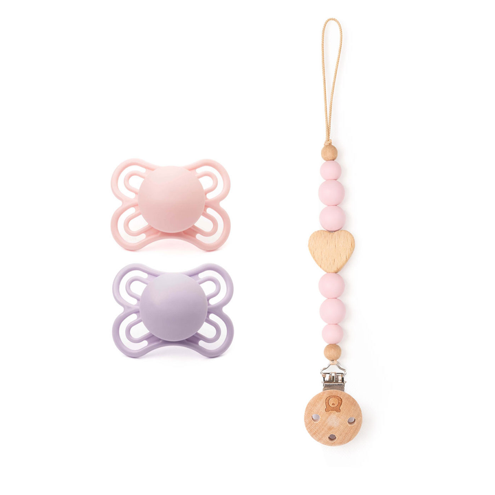 MAM Perfect Soother 0-6 Months & Matching Pacifier Clip MAM Perfect Lilac & Blossom - Personalisable Baby Products Sold and Personalised by JustBørn