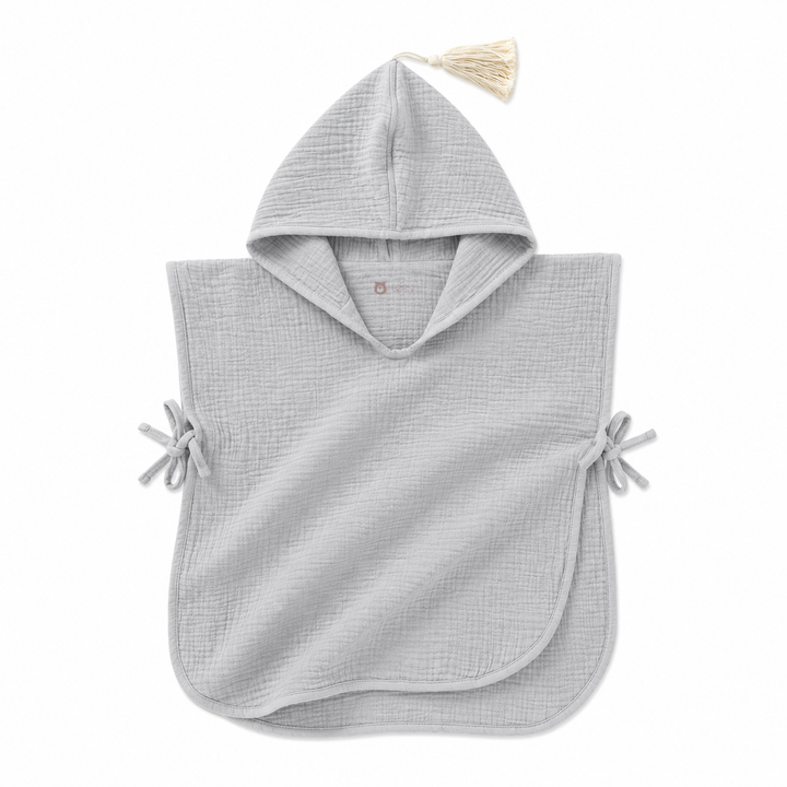 JBØRN Organic Cotton Muslin Hooded Poncho Muslin Poncho | Cloud - Personalisable Baby Products Sold and Personalised by JustBørn
