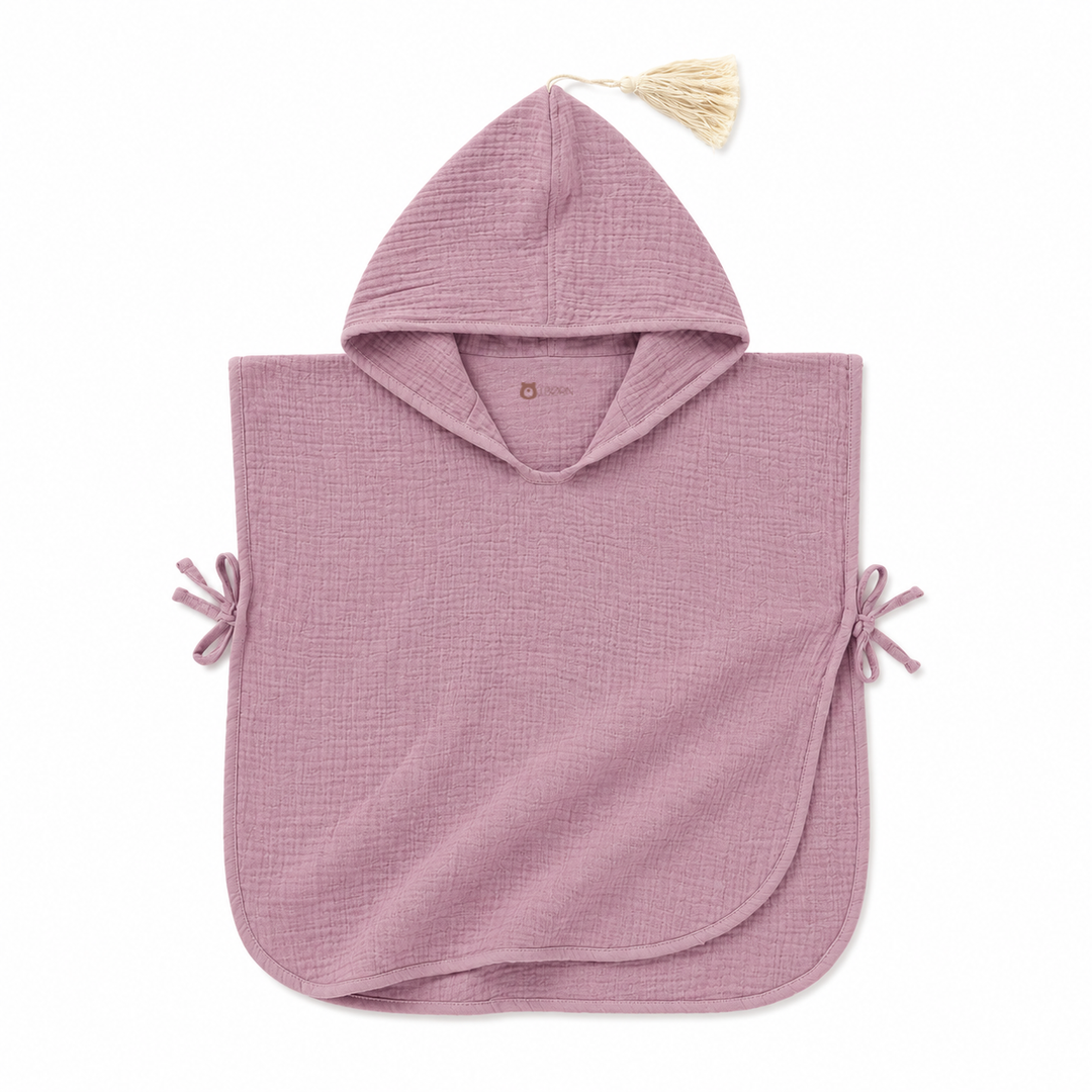 JBØRN Organic Cotton Muslin Hooded Poncho Muslin Poncho | Heather - Personalisable Baby Products Sold and Personalised by JustBørn