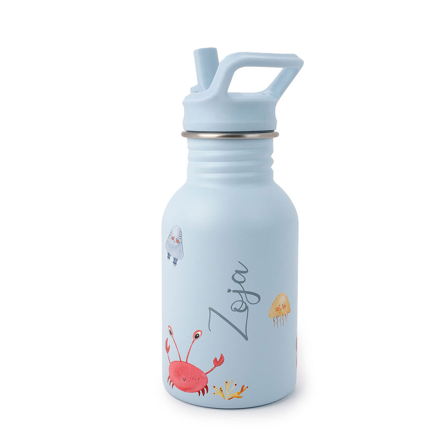 JBØRN Personalised Stainless Steel Kids Water Bottle in Ocean, sold by Just Børn, Personalizable by JBørn