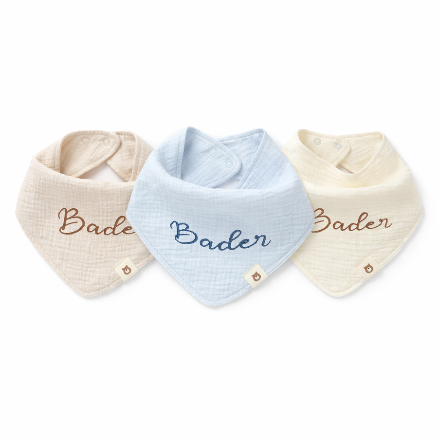 JBØRN Organic Cotton Muslin Baby Dribble Bib - Personalisable Baby Products Sold and Personalised by JustBørn