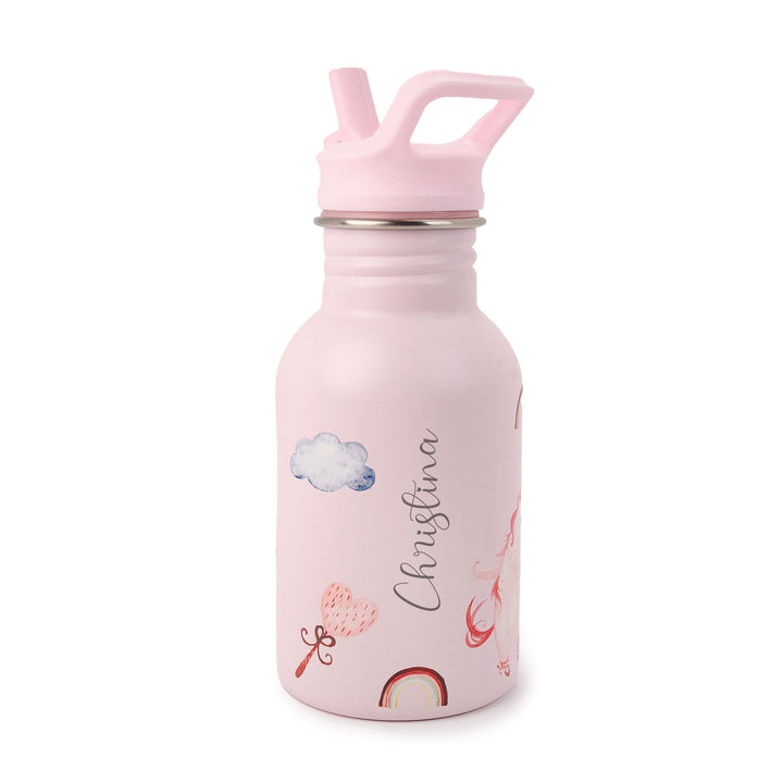 JBØRN Personalised Stainless Steel Kids Water Bottle Unicorns - Personalisable Baby Products Sold and Personalised by JustBørn