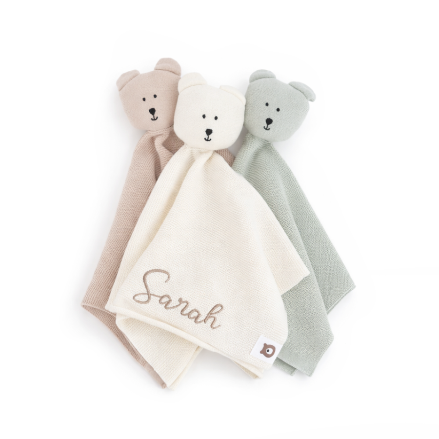 JBØRN Bear Knitted Comforter - Personalisable Baby Products Sold and Personalised by JustBørn
