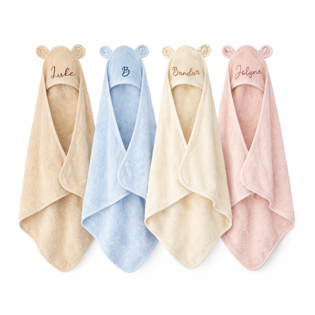 JBØRN Organic Cotton Baby Hooded Towel - Personalisable Baby Products Sold and Personalised by JustBørn