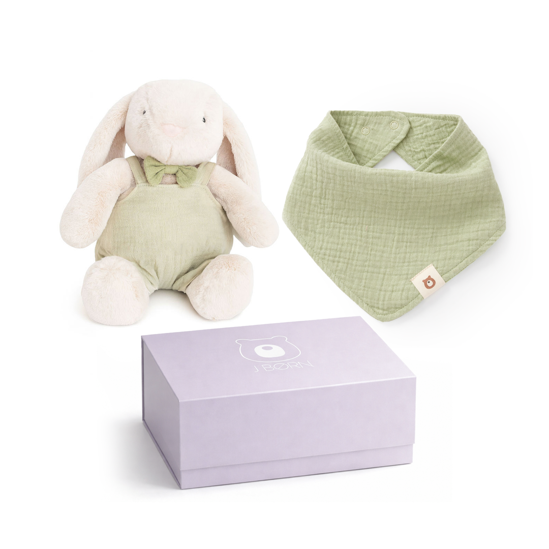 JBØRN Bunny Soft Toy & Matching Baby Bib Gift Set