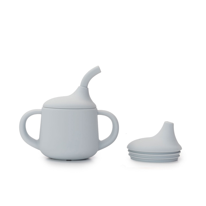 JBØRN 3-in-1 Drinking Sippy Cup Powder Blue - Personalisable Baby Products Sold and Personalised by JustBørn