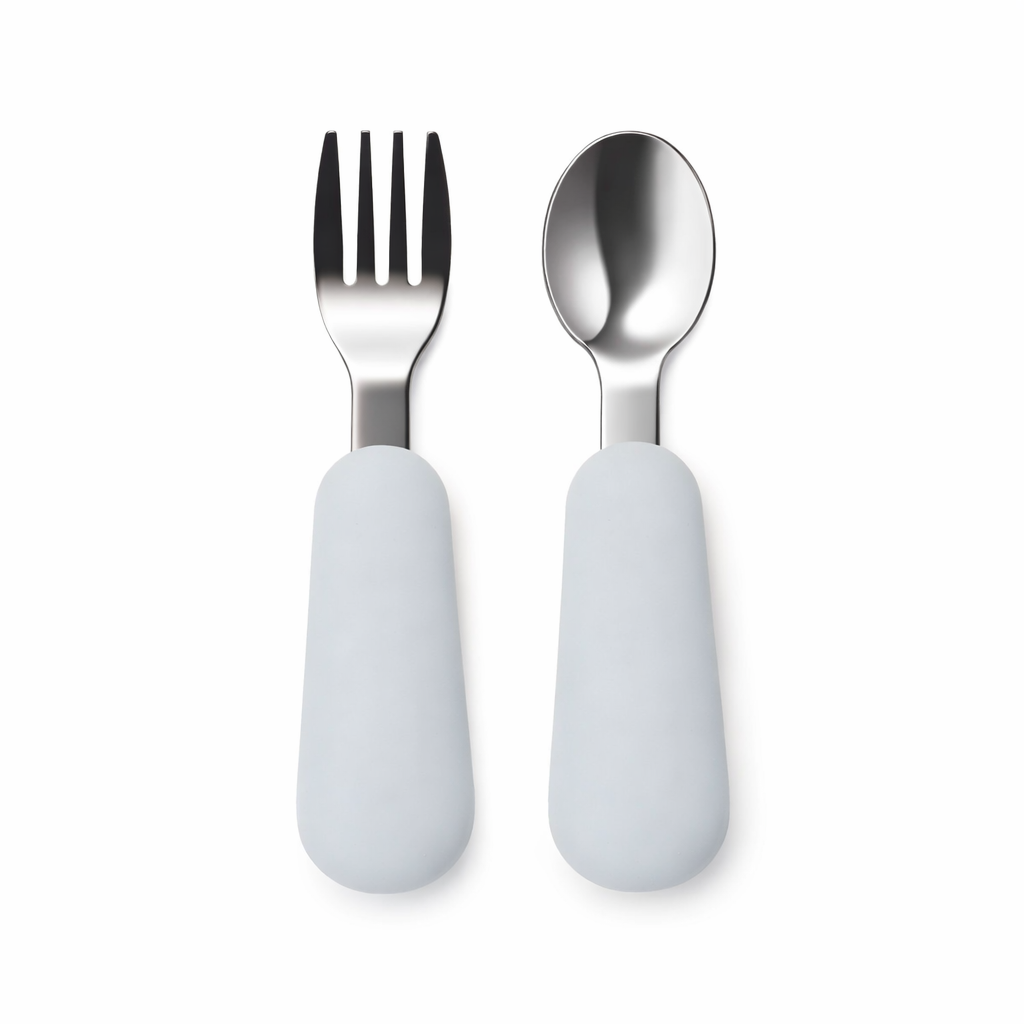 JBØRN Stainless Steel Cutlery Set Powder Blue - Personalisable Baby Products Sold and Personalised by JustBørn