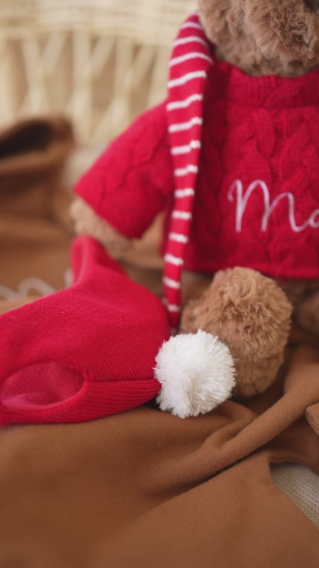 JBØRN Festive Gift Box | Chocolate Brown Teddy Hoodie Set & Winter Bear