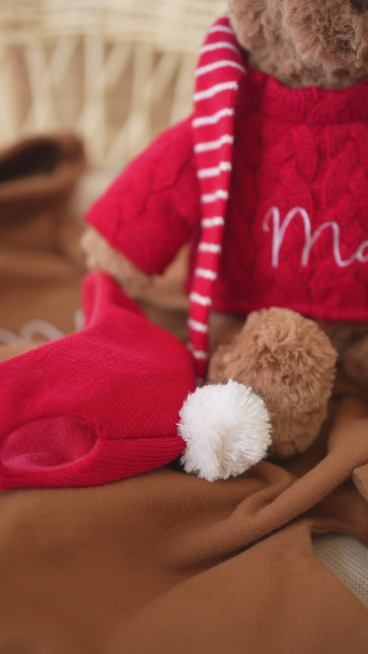 JBØRN Festive Gift Box | Chocolate Brown Teddy Hoodie Set & Winter Bear