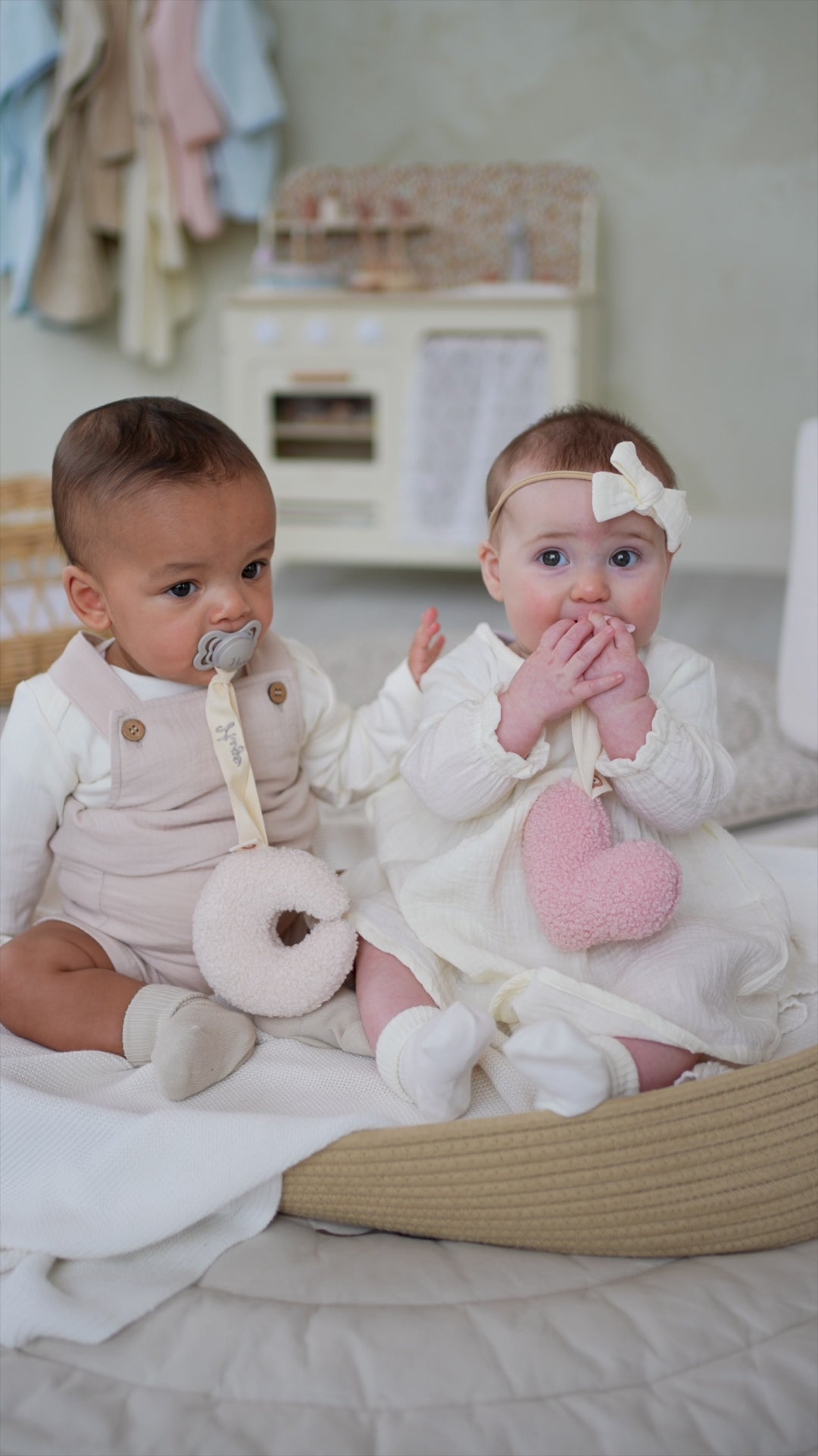 JBØRN x BIBS Latex Round Pacifier Duo & Personalised Plush Holder Set