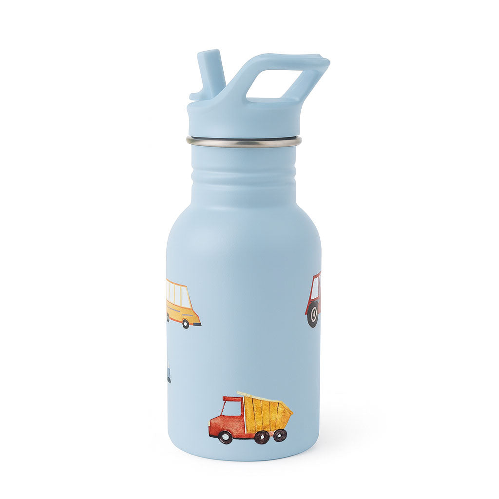 JBØRN Personalised Stainless Steel Kids Water Bottle Road Trip - Personalisable Baby Products Sold and Personalised by JustBørn