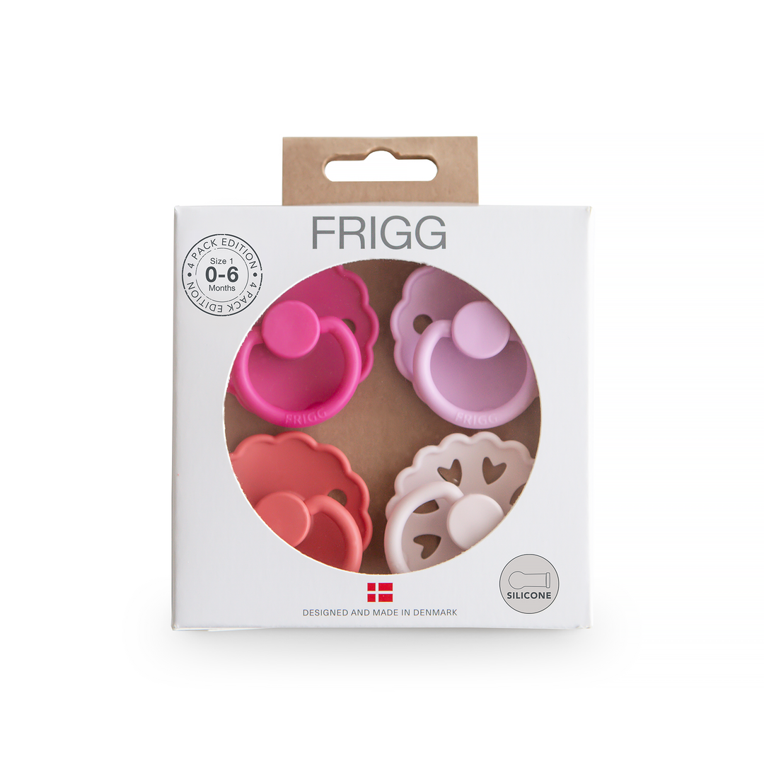 FRIGG Natural Rubber Latex Pacifier Pack of 4 Rosy Romance No - Personalisable Baby Products Sold and Personalised by JustBørn
