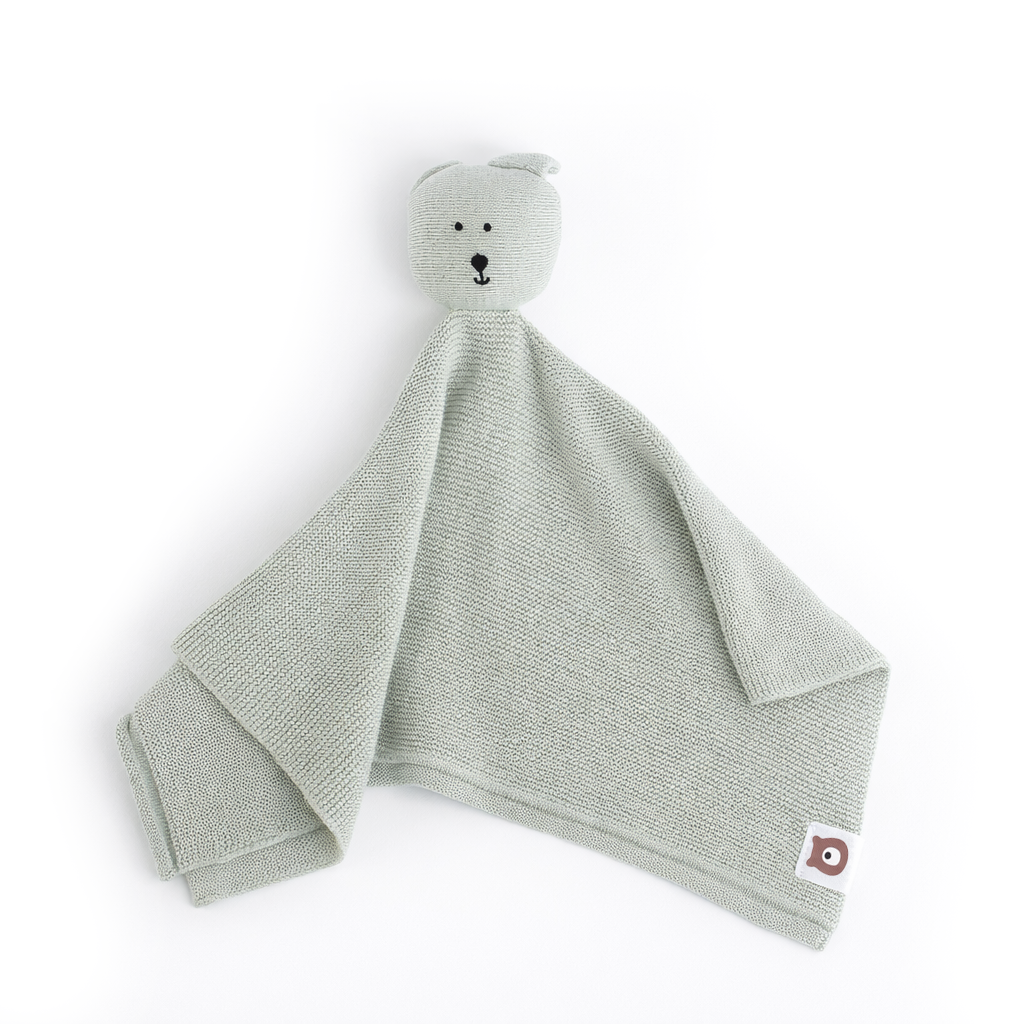 JBØRN Bear Knitted Comforter Sage Knitted Comforter Blanket - Personalisable Baby Products Sold and Personalised by JustBørn