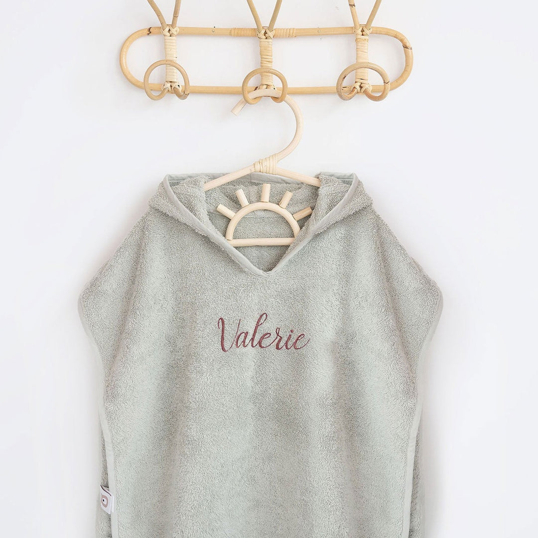 JBØRN Organic Cotton Hooded Poncho Sage - Personalisable Baby Products Sold and Personalised by JustBørn