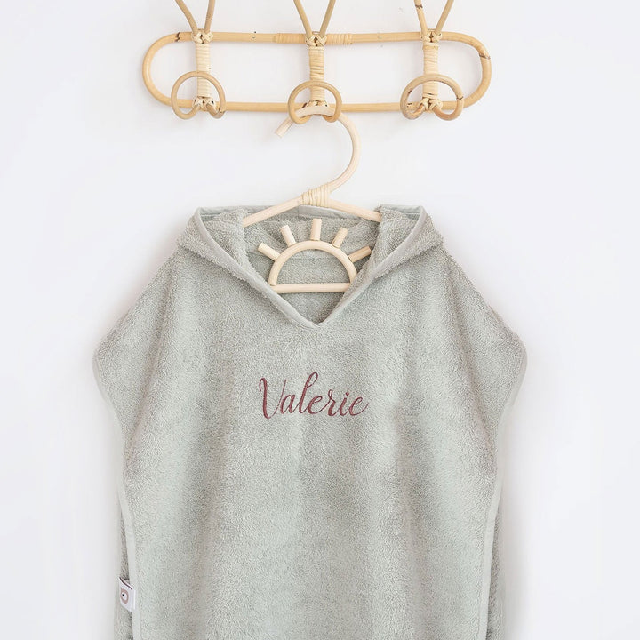 JBØRN Organic Cotton Hooded Poncho Sage - Personalisable Baby Products Sold and Personalised by JustBørn