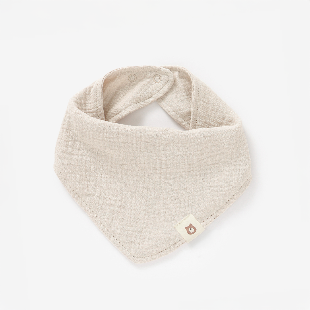 JBØRN Organic Cotton Muslin Baby Dribble Bib Sandstone Muslin Bib - Personalisable Baby Products Sold and Personalised by JustBørn