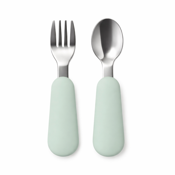 JBØRN Stainless Steel Cutlery Set Seafoam - Personalisable Baby Products Sold and Personalised by JustBørn