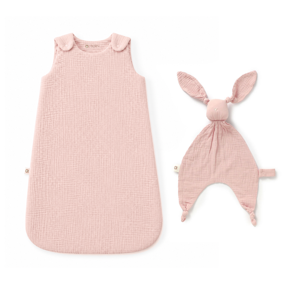 JBØRN Muslin Sleeping Bag & Comforter Set | Organic Cotton Sleeping Bag & Comforter Set | Blush - Personalisable Baby Products Sold and Personalised by JustBørn