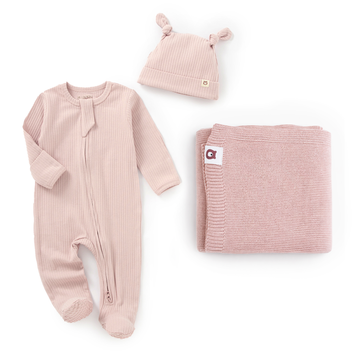 JBØRN Organic Cotton Sleepsuit & Knitted Blanket Set