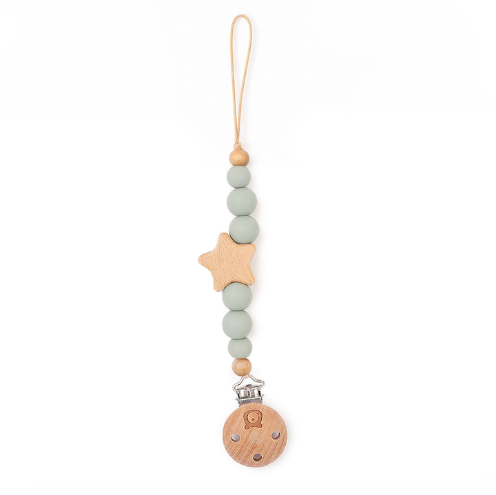 JBØRN Star Pacifier Clip Sage - Personalisable Baby Products Sold and Personalised by JustBørn