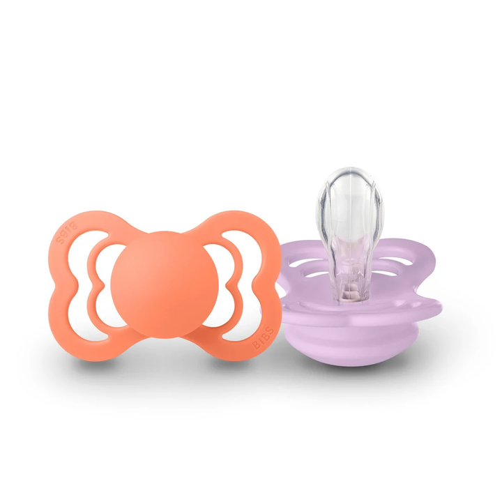 BIBS Supreme Symmetrical Silicone Pacifiers Supreme | 2 Pack Violet Sky Papaya - Personalisable Baby Products Sold and Personalised by JustBørn