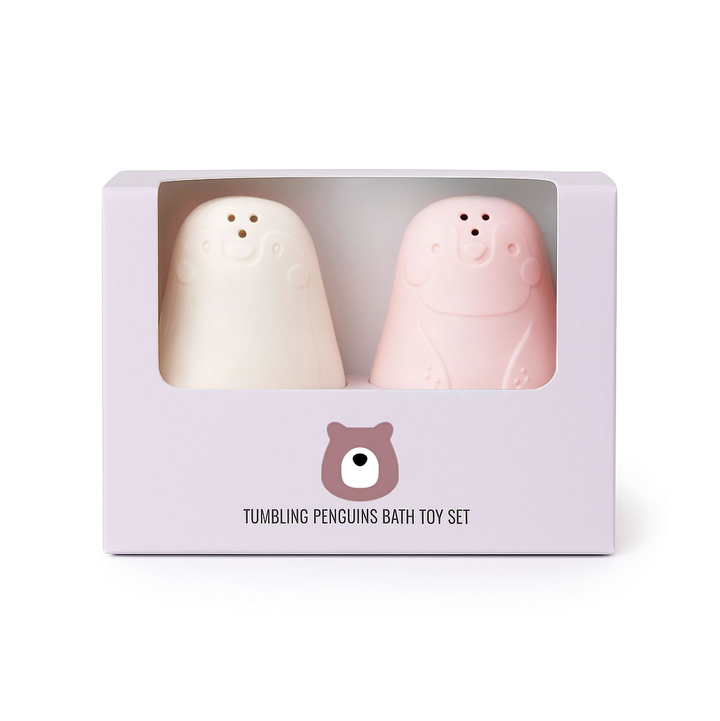 JBØRN Tumbling Penguins Bath Toy Set Tumbling Penguins | Ivory & Blossom - Personalisable Baby Products Sold and Personalised by JustBørn