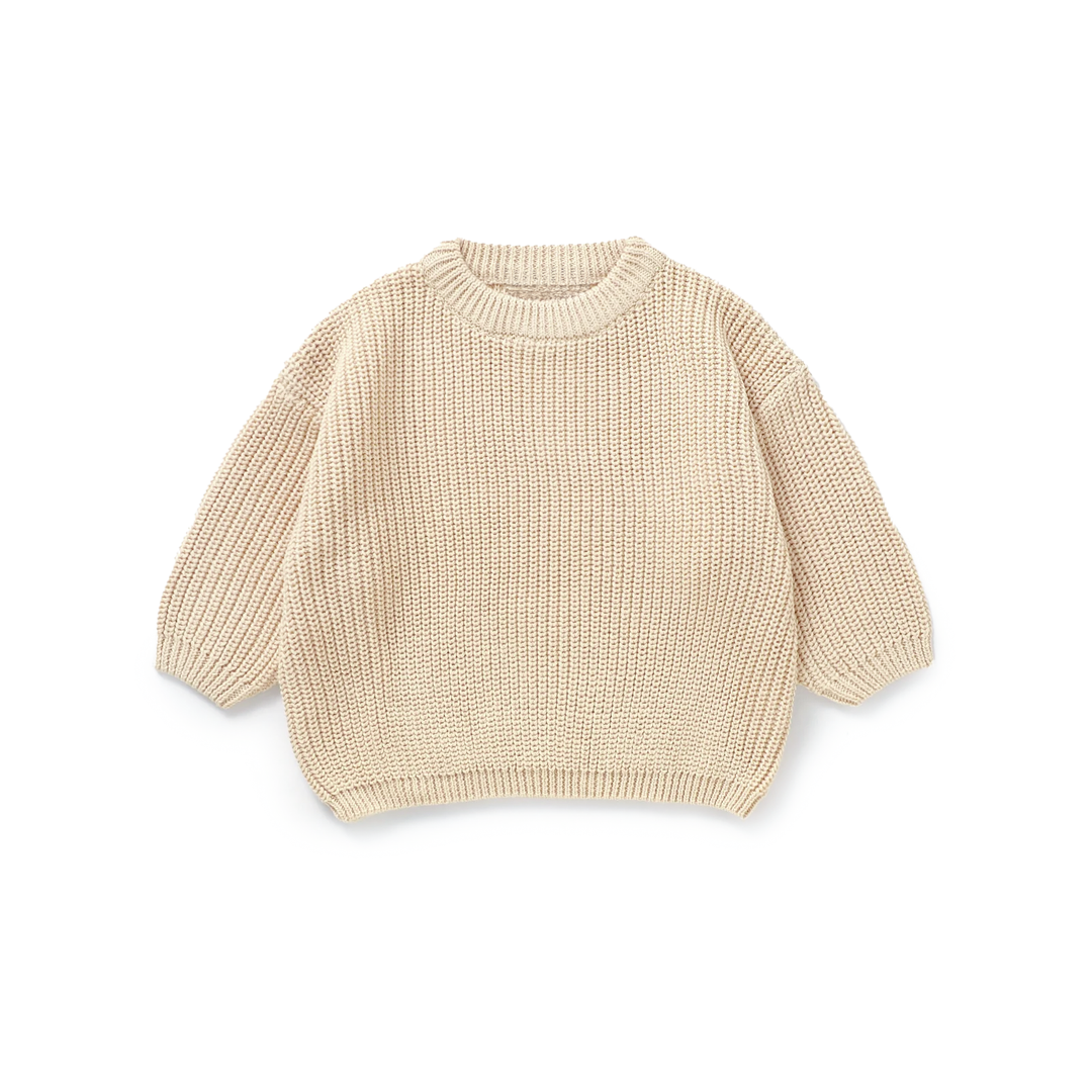 JBØRN Organic Cotton Knitted Crew Neck Jumper | 6-12 Months Vanilla Knitted Jumper - Personalisable Baby Products Sold and Personalised by JustBørn