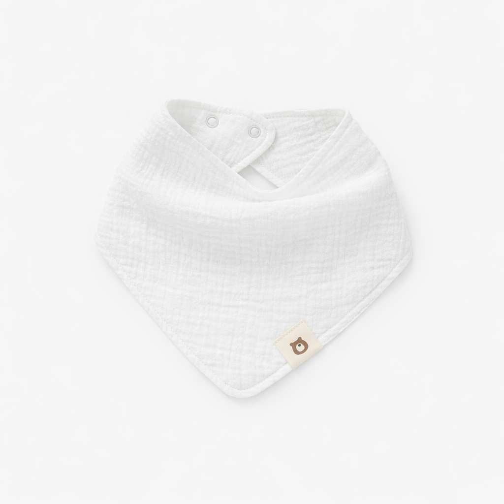 JBØRN Organic Cotton Muslin Baby Dribble Bib White Muslin Bib - Personalisable Baby Products Sold and Personalised by JustBørn