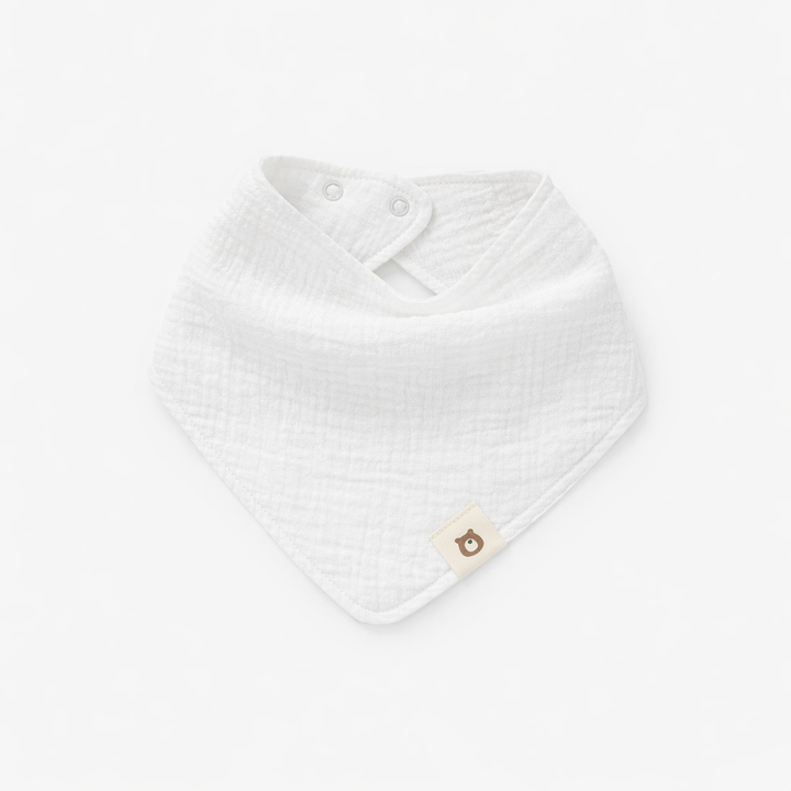 JBØRN Organic Cotton Muslin Baby Dribble Bib White Muslin Bib - Personalisable Baby Products Sold and Personalised by JustBørn