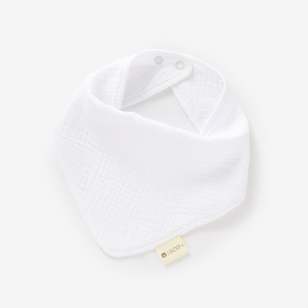 White JBØRN Organic Cotton Muslin Baby Dribble Bib | Personalisable by Just Børn sold by Just Børn
