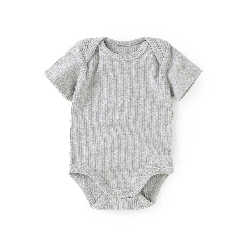 Grey JBØRN Organic Cotton Ribbed Baby Short Sleeve Bodysuit by Just Børn sold by Just Børn