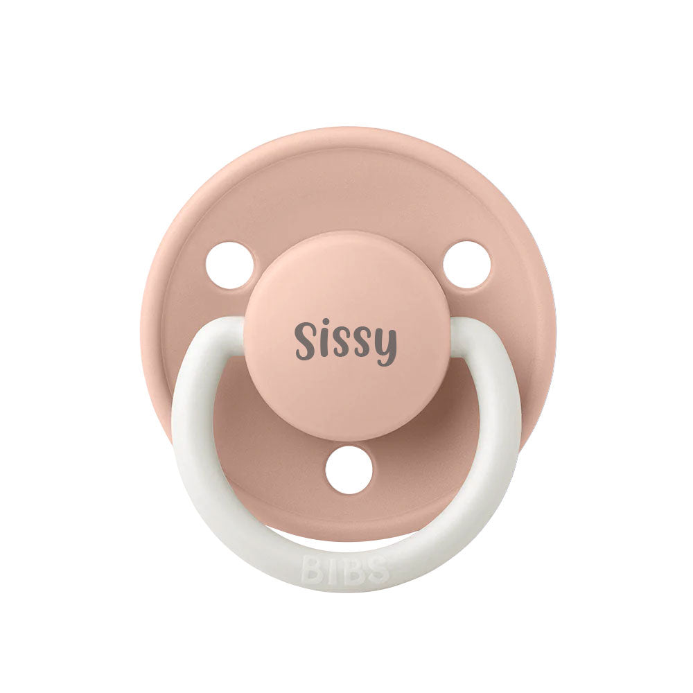 Blush Night Glow BIBS De Lux One Size Silicone Pacifiers | Personalised by BIBS sold by Just Børn