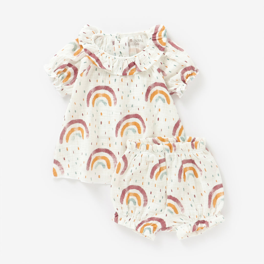 Rainbow JBØRN Organic Cotton Muslin Baby Girl Outfit by Just Børn sold by Just Børn