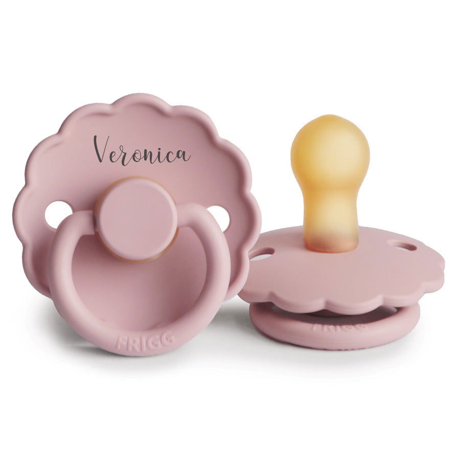 Baby Pink FRIGG Daisy Rubber Pacifiers | Personalised by FRIGG sold by Just Børn